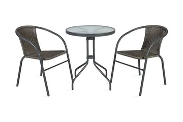 Balkong set BISTRO Utebord och 2 Utestolar D60xH70 grå - Utemöbler - Balkong - Balkongmöbler - Balkonggrupp & balkongset