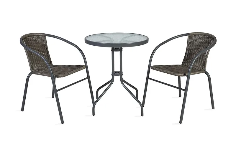 Balkong set BISTRO Utebord och 2 Utestolar D60xH70 grå