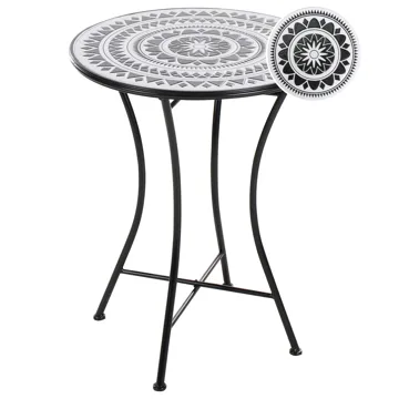 Bistrobord utomhus Comiso 60 cm Järn - Svart/Vit - Utemöbler - Balkong - Balkongmöbler - Balkongbord