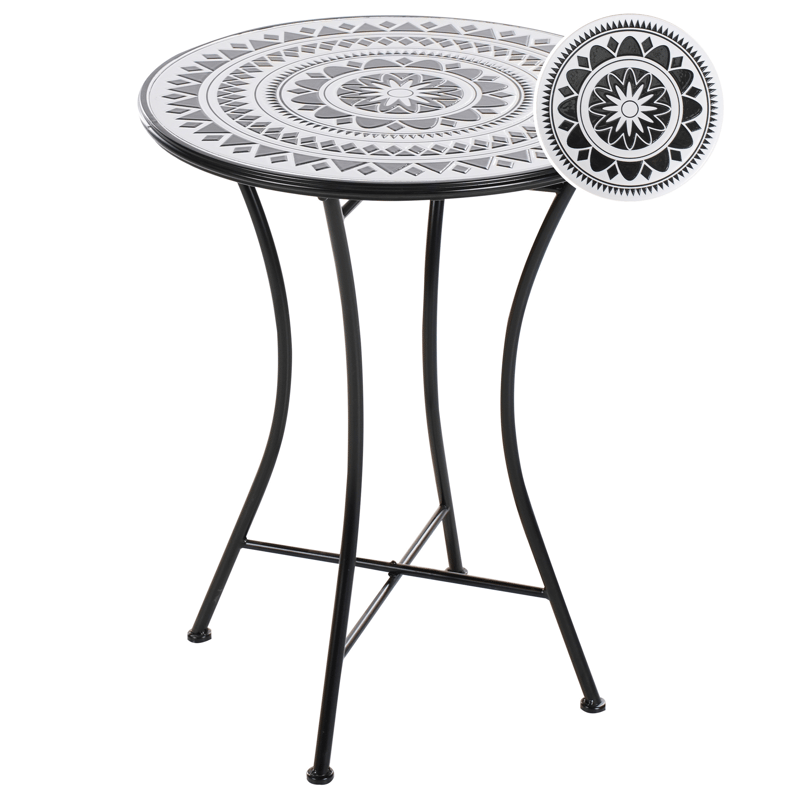 Bistrobord utomhus Comiso 60 cm Järn, Svart/Vit