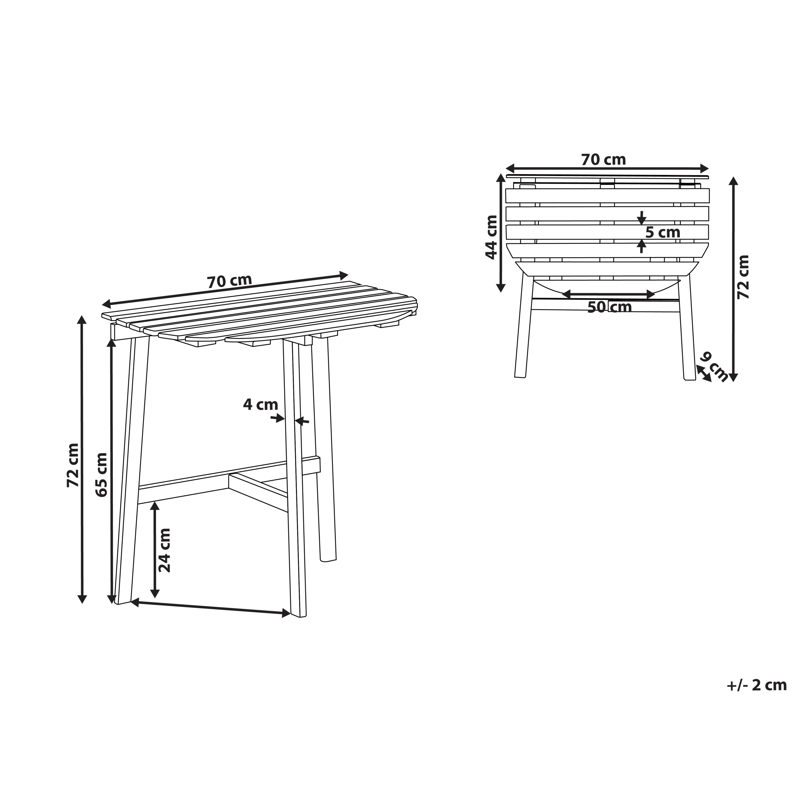 Bistrobord utomhus Osigo 4470 cm Akaciaträ - Brun - Utemöbler - Balkong - Balkongmöbler - Balkongbord