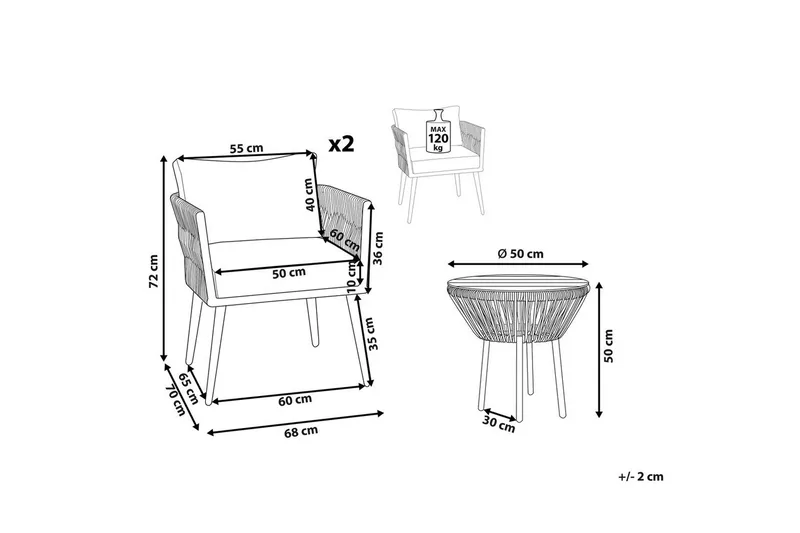 Cafeset Gargano Brun/grå - Brun/grå - Utemöbler - Balkong - Balkongmöbler - Balkonggrupp & balkongset
