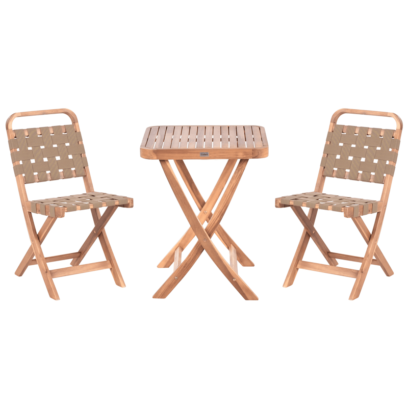 Caféset utomhus Fällbar Calciano Akaciaträ, Brun/Beige