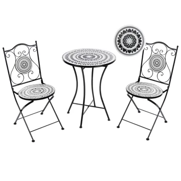 Caféset utomhus Fällbar Comiso Järn - Svart/Vit - Utemöbler - Balkong - Balkongmöbler - Balkonggrupp & balkongset