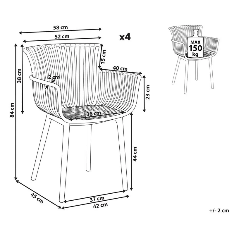 Matstol Pesaro 4-pack - Utemöbler - Balkong - Balkongmöbler - Balkongstol