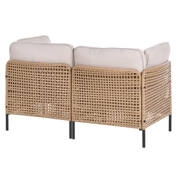 Soffa utomhus 2-Sits Omegana Konstrotting - Beige/Svart - Utemöbler - Balkong - Balkongmöbler - Soffa balkong