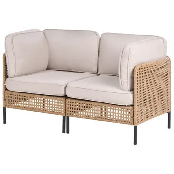 Soffa utomhus 2-Sits Omegana Konstrotting - Beige/Svart - Utemöbler - Balkong - Balkongmöbler - Soffa balkong
