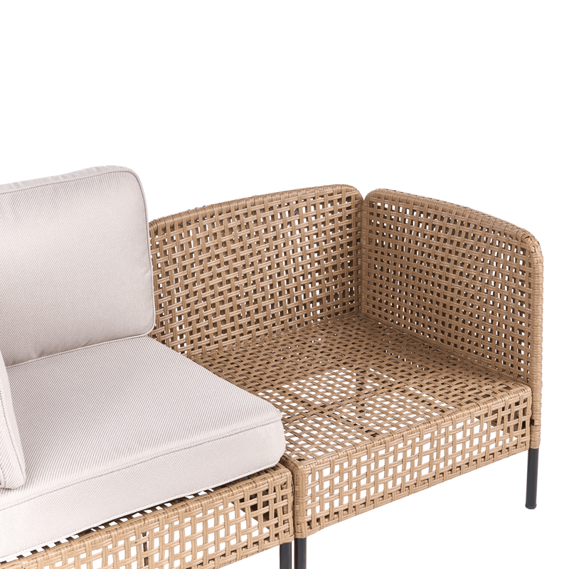 Soffa utomhus 2-Sits Omegana Konstrotting - Beige/Svart - Utemöbler - Balkong - Balkongmöbler - Soffa balkong