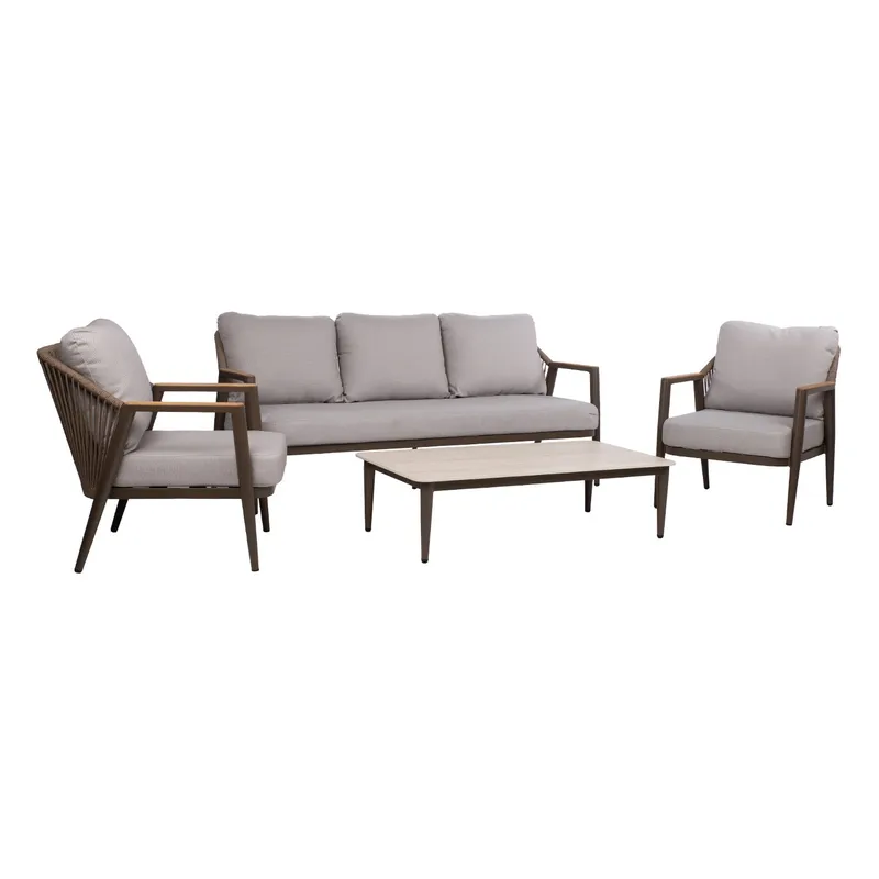 Trädgårdsmöbelset Delia bord, soffa och 2 stolar, Beige