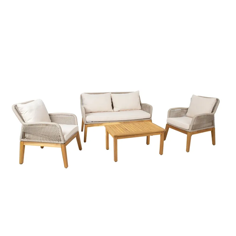 Trädgårdsmöbelset Florida bord, soffa och 2 fåtöljer, Beige