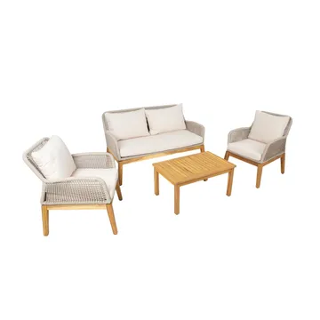 Trädgårdsmöbelset Florida bord, soffa och 2 fåtöljer - Beige - Utemöbler - Balkong - Balkongmöbler - Balkonggrupp & balkongset