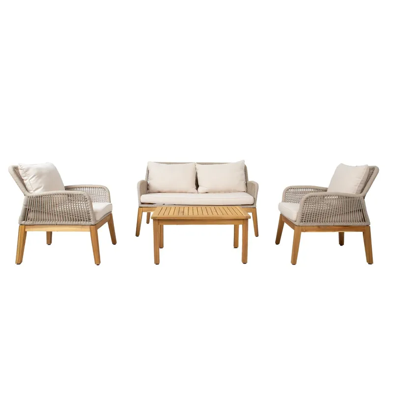 Trädgårdsmöbelset Florida bord, soffa och 2 fåtöljer - Beige - Utemöbler - Balkong - Balkongmöbler - Balkonggrupp & balkongset