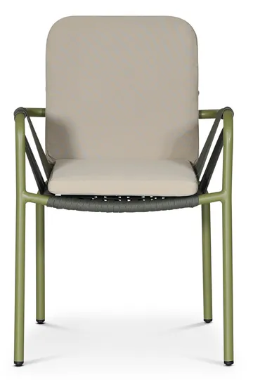 Utestol stapelbar grön med beige dyna - Lincoln - Grön och beige - Utemöbler - Balkong - Balkongmöbler - Balkongstol