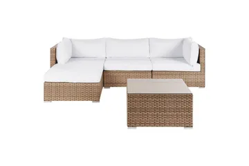 3-sits Loungegrupp Sano Vänstervänd - Natur/vit - Utemöbler - Loungemöbler - Soffgrupp utomhus