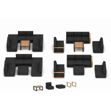 Armstöd till soffmodul 88x52,5x10 cm (2 st, höger + vänster) - Grå - Utemöbler - Loungemöbler - Klädselpaket loungemöbler