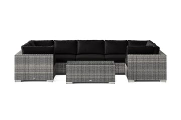Bahamas U-formad utomhus loungegrupp med stängt avslut, 7-sits med bord - Grå - Utemöbler - Loungemöbler - Soffgrupp utomhus