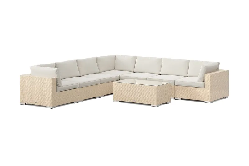Bahamas utomhus hörnsoffa 7-sits vändbar med bord, Beige
