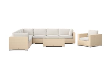 Bahamas utomhus hörnsoffa 8-sits vändbar med fåtölj och bord - Beige - Utemöbler - Loungemöbler - Soffgrupp utomhus