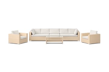 Bahamas utomhus soffgrupp 7-sits med två fåtöljer och bord med hylla - Beige - Utemöbler - Loungemöbler - Soffgrupp utomhus