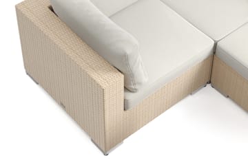 Bahamas utomhus U-soffa 7-sits vändbar divan med öppet avslut och bord med hylla - Beige - Utemöbler - Loungemöbler - Soffgrupp utomhus
