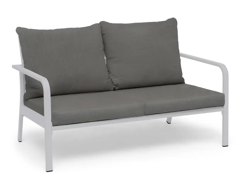 Hillerstorp Hånger Utesoffa Vit ram Dynor gråbeige, Vit ram Dynor gråbeige