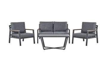 Trädgårdsmöbelset 4-sits mörkgrå DELIA - Svart - Utemöbler - Loungemöbler - Loungegrupp & Loungeset