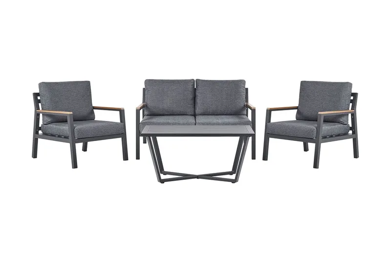 Trädgårdsmöbelset 4-sits mörkgrå DELIA, Svart