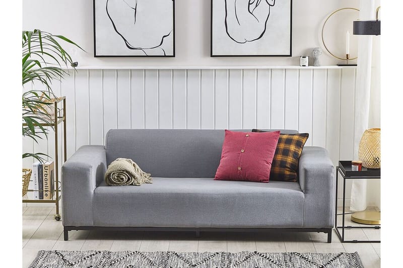 Hughen 3-sits Utesoffa - Grå/Svart - Utemöbler - Loungemöbler - Loungesoffa