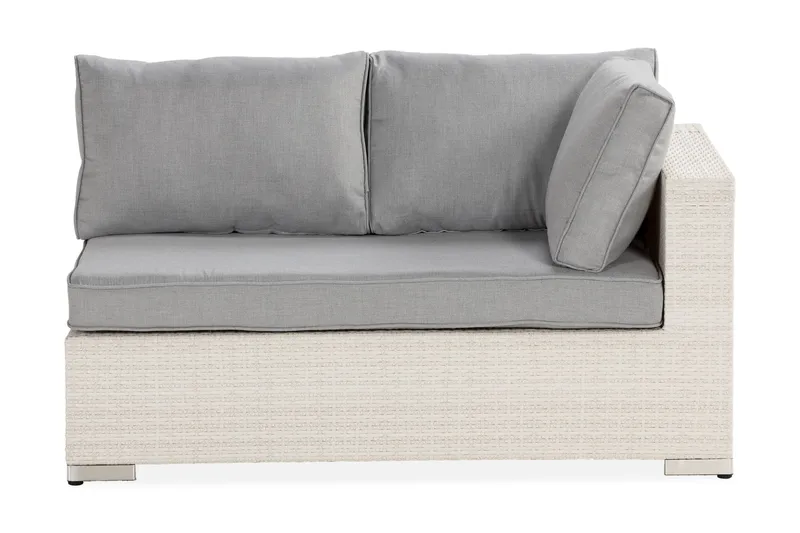Bahamas Vänstermodul utomhus 140 cm i konstrotting, Vit / Ljusgrå dynor