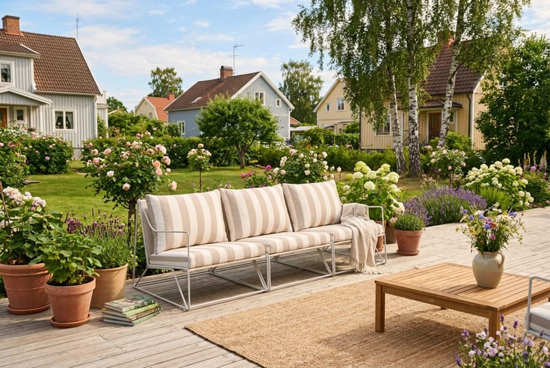 Usteryd 3 sits Loungesoffa - Beige/Striped - Utemöbler - Loungemöbler - Loungesoffa