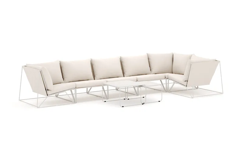 Usteryd utomhus hörnsoffa 6-sits vändbar, Beige/Beige