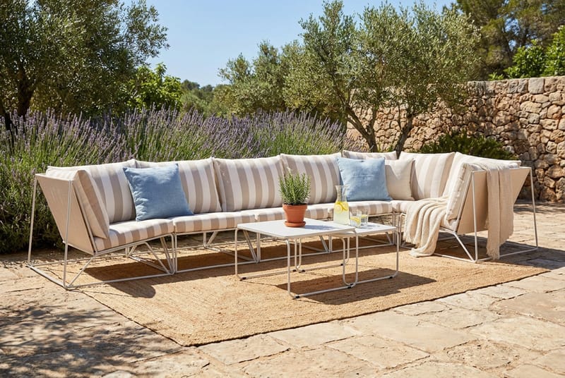 Usteryd utomhus hörnsoffa 6-sits vändbar - Beige/Striped - Utemöbler - Loungemöbler - Soffgrupp utomhus