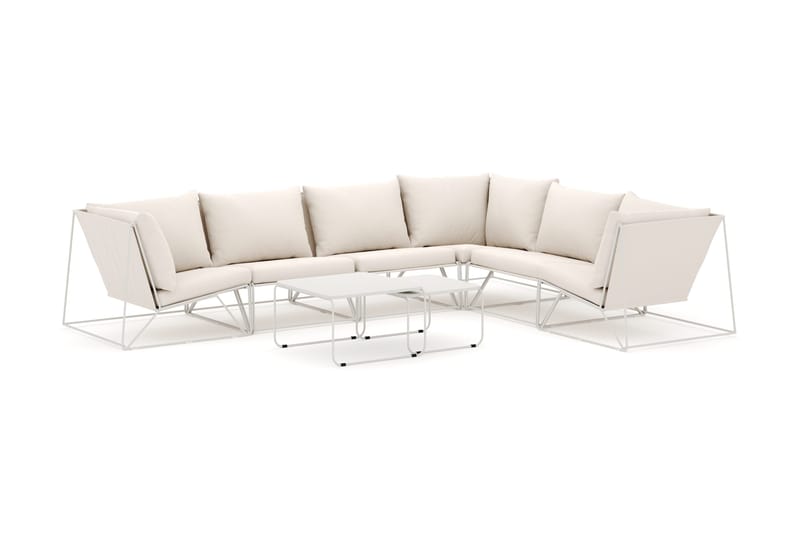 Usteryd utomhus L-soffa 6-sits vändbar, Beige/Beige