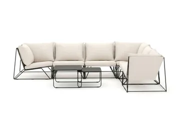 Usteryd utomhus L-soffa 6-sits vändbar - Svart/Beige - Utemöbler - Loungemöbler - Soffgrupp utomhus