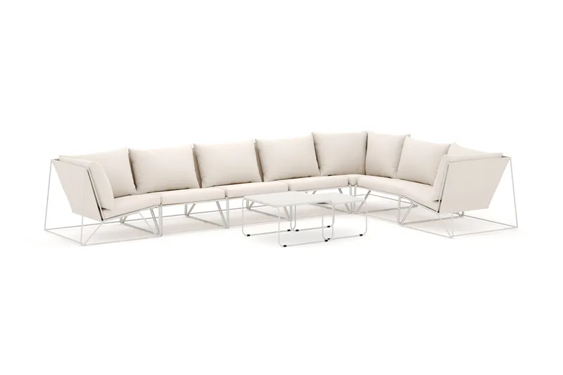 Usteryd utomhus L-soffa 7-sits vändbar, Beige/Beige