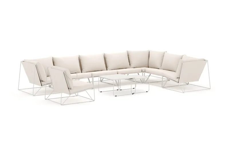 Usteryd utomhus L-soffa 8-sits vändbar med fåtölj, Beige/Beige