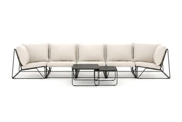 Usteryd utomhus rak 5-sits soffa - Svart/Beige - Utemöbler - Loungemöbler - Soffgrupp utomhus