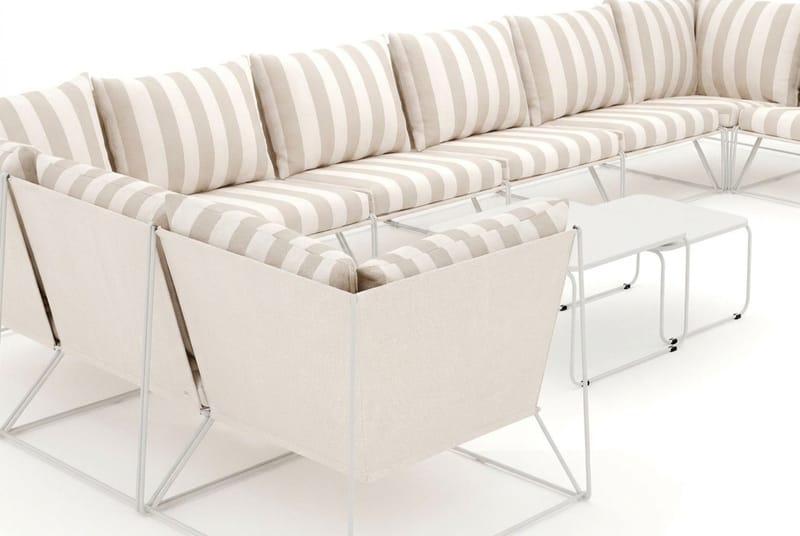 Usteryd utomhus U-soffa 10-sits med stängt avslut - Beige/Striped - Utemöbler - Loungemöbler - Soffgrupp utomhus