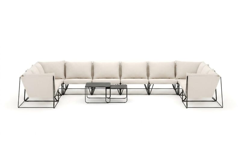 Usteryd utomhus U-soffa 10-sits med stängt avslut - Svart/Beige - Utemöbler - Loungemöbler - Soffgrupp utomhus
