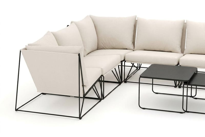 Usteryd utomhus U-soffa 10-sits med stängt avslut - Svart/Beige - Utemöbler - Loungemöbler - Soffgrupp utomhus