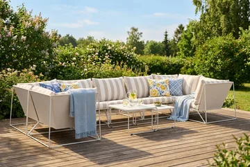 Usteryd utomhus U-soffa 7-sits med stängt avslut - Beige/Striped - Utemöbler - Loungemöbler - Soffgrupp utomhus