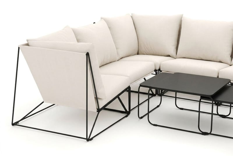 Usteryd utomhus U-soffa 8-sits med stängt avslut - Svart/Beige - Utemöbler - Loungemöbler - Soffgrupp utomhus