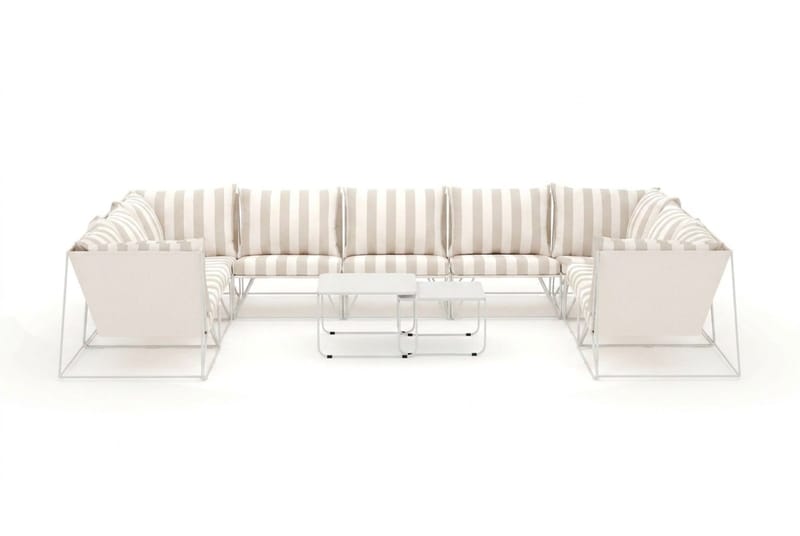 Usteryd utomhus U-soffa 9-sits med stängt avslut - Beige/Striped - Utemöbler - Loungemöbler - Soffgrupp utomhus