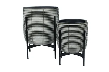 Wicker Blomkruka på stativ 30x30xH38 cm Grå - Utemöbler - Övrigt utemöbler - Tillbehör utomhus - Utomhuskrukor