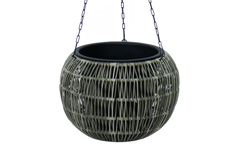 Wicker Hängande Kruka D32xH22 cm Grå - Utemöbler - Övrigt utemöbler - Tillbehör utomhus - Utomhuskrukor