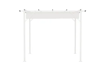 Loppes Pergola med skjutbart tak 3x3 m i stål - Vit - Utemöbler - Solskydd - Pergola