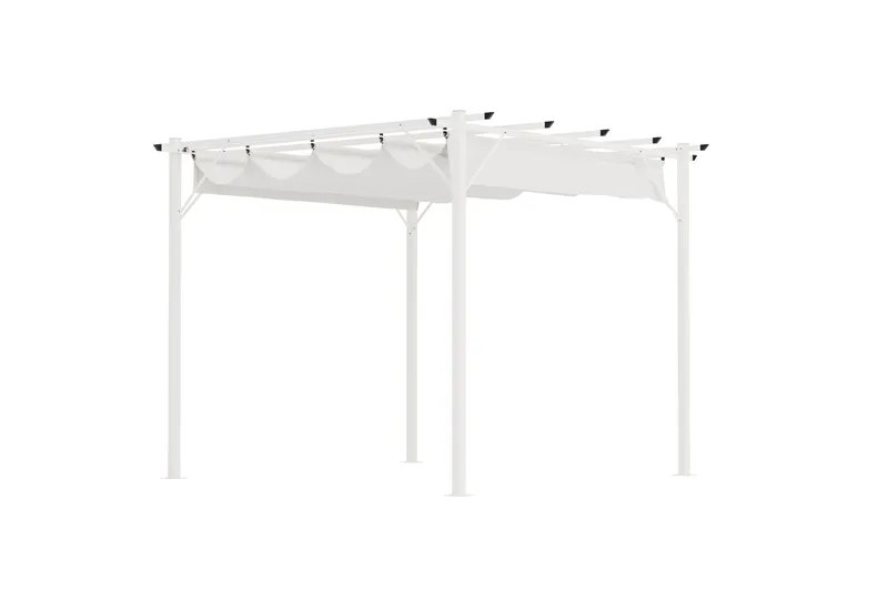 Loppes Pergola med skjutbart tak 3x3 m i stål, Vit