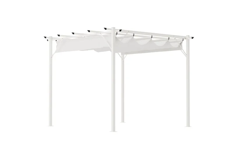 Loppes Pergola med skjutbart tak 3x3 m i stål - Vit - Utemöbler - Solskydd - Pergola