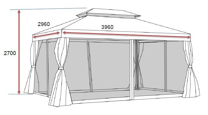 Utepaviljong SUNSET Paviljong 3x4 m - grå - Utemöbler - Solskydd - Paviljong - Komplett paviljong
