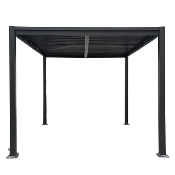 Pergola 3x3 m med lamelltak | Grå stålpergola för uteplats - Mörkgrå - Utemöbler - Solskydd - Pergola
